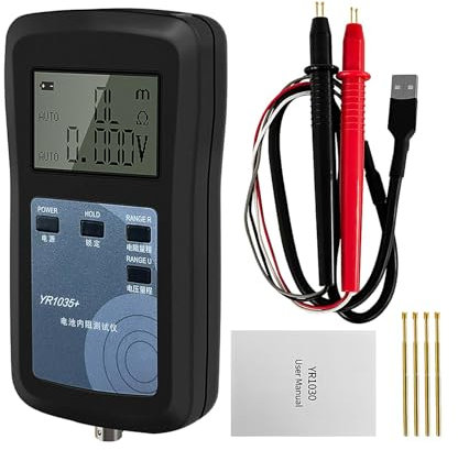 Fonowx Misuratore di Resistenza Interna della Batteria, Tester di Tensione della Batteria, Portatile, Linea Yr1035,4, Stile a