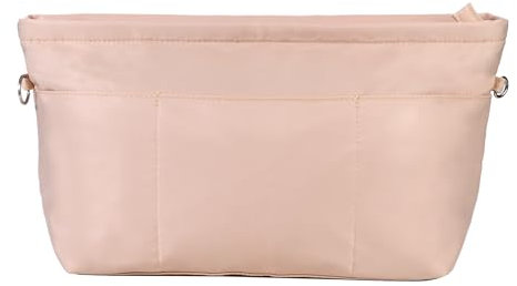 TYSM-CC Handtaschen Organizer Nylon, Taschenorganizer Tasche in Tasche Organizer Innentaschen Polyester Wasserdicht mit Reißverschluss und Schlüsselanhänger für Handtaschen Beige