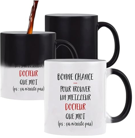 Planetee Tasse Magique Docteur | Mug qui change couleur avec la chaleur | Idée Cadeau Prénom Surnom Nom de Famille Humour Collègue Travail Anniversaire Noël