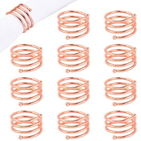burkfeeg 12 Stück Serviettenring Rose Gold, Serviettenringe Spirale Serviettenringe Schnallen für Weihnachten Hochzeitshotel Tischdekoration