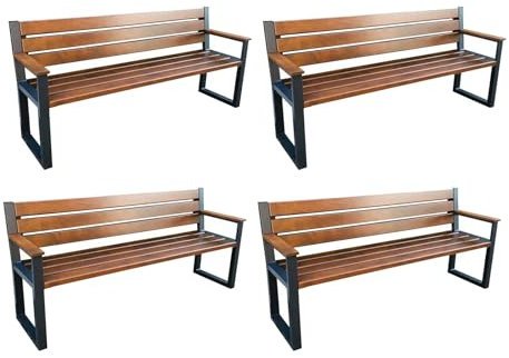 Rattanland® Gartenbank Wetterfest Holzbank 3 Sitzer Mit Lehne (FSC®-Zertifiziertes Holz) - Befestigung Am Boden Möglich (4, Nuss)