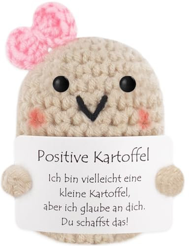 Tixlux Positive Kartoffel, Kreative Strickwolle Kartoffel Puppe, Mutmacher Geschenk, Gute Besserung Geschenk, Glücksbringer Prüfung Geschenk, Abschieds Geschenk, Geschenk zum Schulabschluss