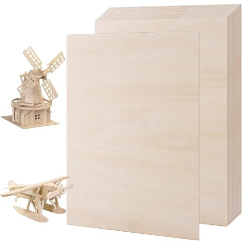 DAJAVE 20 Pcs Plywood Sheets, 3mm Plywood Sheets 300 x 200mm Wood Sheet Unfinished Basswood Sheet Plywoods Boards for Crafts, Painting, Model Making, Wood Engraving