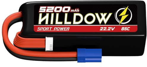 Hilldow 22.2V 6S Lipo Batteria 85C 5200mAh RC Softcase con spina EC5 per RC Auto Camion Barca Aereo Elicottero Quadcopter
