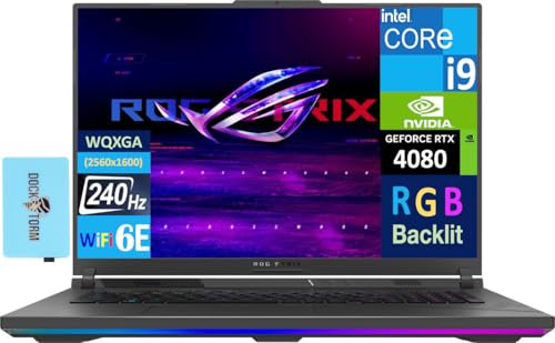 ASUS ROG Strix G18 (2025) Gaming Laptop - 18 240 Hz WQXGA Display (Intel i9-14900HX 24-Core, GeForce RTX 4080, 64GB DDR5 5600MHz RAM, 4TB SSD, RGB Keyboard, WiFi 6E, BT 5.3, Win 11 Pro) w/DKZ Hub