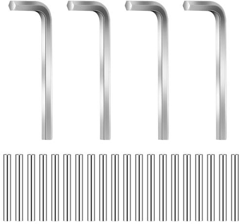 Spring Hinge Tension Pin Replacement Kit, Includes 20 Stainless Steel Shelf Pins and 4 Pieces Hex Wrenches, Metal Dowel Pegs Shelf Support Pins Kit for Automatic Closing of Door Hinges on Garage Doors