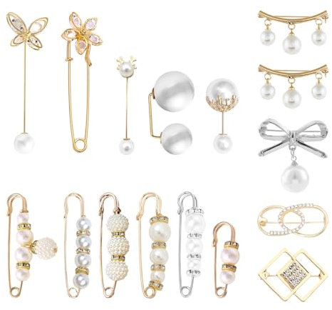 16 Pièces Épingles De Sûreté, Broches De Col, Épingles De Taille, Épingles De Perles Pour Vêtements, Broches Décoratives De Pull