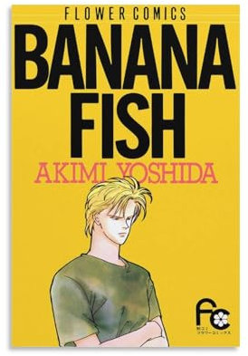 Banana-Fish-Comics Kunstposter auf Leinwand, Kunstposter und Wandkunst, Bilddruck, moderne Familiendekoration, Poster, 40 x 60 cm