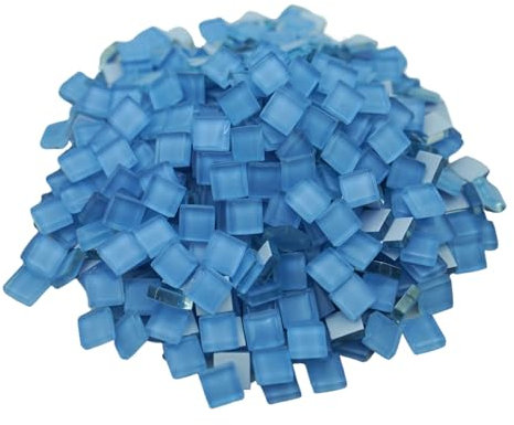 Yuvori Piastrelle a mosaico quadrate in cristallo, 0,5 kg, 1 cm, fai da te, per bagno, soggiorno, cucina, balcone (celeste)