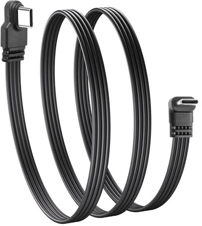 JSADZKJ Câble plat 90 degrés USB Type C 2.0 Cordon de chargeur Type C à angle droit Transfert de données 480Mbps pour Hub USB-C,ordinateur portable,tablette,téléphone 50cm/1.6ft