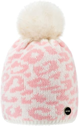 MFAZ Morefaz Ltd Wintermütze Damen mit Panthermütze mit weichem Fleecefutter gestrickt