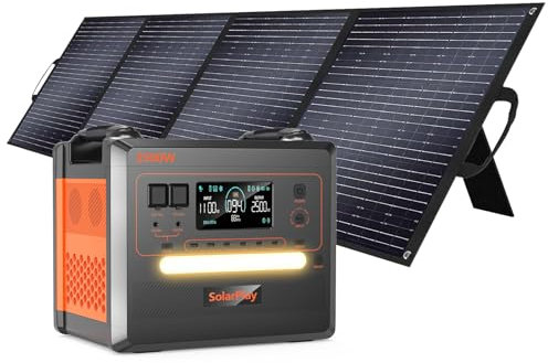 SOLARPLAY Station Electrique Portable avec 200W Panneau Solaire, 2500W/2300Wh Generateur Solaire avec Batterie LiFePO4, 12 Ports Sortie, Power Station pour Camping-Cars, Voyages, Domestique (Q2402M)