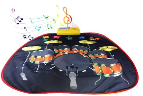 tapete para Reproducir música, tapete para Piso con música - Tapete de Juego para Tocar el Tambor - Juguete Interactivo de Instrumento Musical, Alfombra educativa de Actividades Musicales con Volumen
