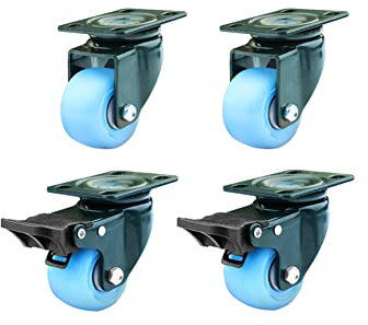 UZAMIRLEX Hochbelastbare Lenkrollen, 1,5 Zoll 2 Zoll Doppellager Industrielles Universal-Drehgelenk mit Bremsen Tragkraft 300-360KG(1.5 inch 40mm)