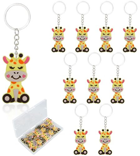 10 Stück Sika Hirsch Schlüsselanhänger Kinder, Sika Hirsch Geburtstag Mitgebsel Kinder Silikon Anhänger mit Kunststoffbox, Schlüsselanhänger Tiere Mitgebsel für Mädchen Junge