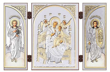 NKlaus Triptychon christliche Ikone Holz, 8,5x13cm, 13x8,5x0,1 Stück | Reisealtar; Gottesmutter