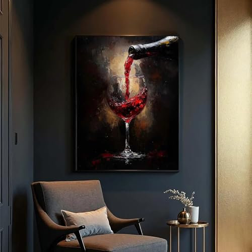 LMYCHENG Pósteres de vino tinto con copas de vino, impresiones en lienzo, cuadros de arte de pared para cocina moderna, comedor, bar, decoración del hogar, marco de 70 x 110 cm