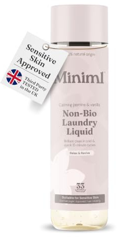 Miniml Laundry Liquid Washing Detergent 1L – Wild Jasmine & Vanilla | Natural Non Bio – Clothes Washing – Machine or Delicate Hand Cleaning – 100% Vegan & Cruelty Free – 33 Washes