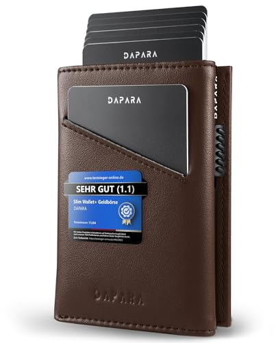 DAPARA Leder Geldbörse Herren | Slim Wallet Herren mit XL-Münzfach & RFID-Schutz | Portmonee Männer | Kartenetui für 12 Karten | Smart Wallet for Men | Karten Geldbeutel | Portemonnaie | Espresso