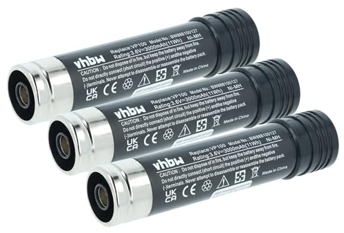 vhbw 3X Akku kompatibel mit Black & Decker S100, S110 Werkzeug (3000 mAh, NiMH, 3,6 V)