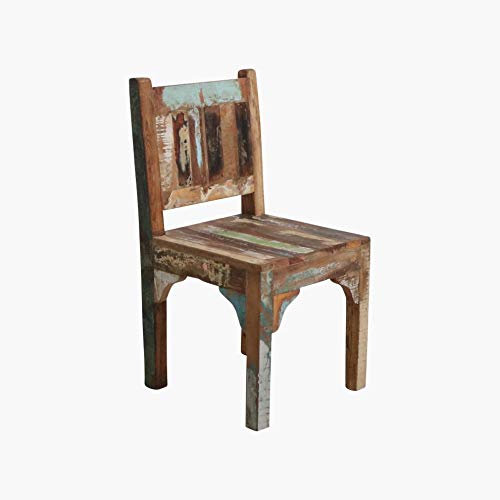 Kinderstuhl Kindermöbel Vintage Altholz im Shabby-Chic aus massiv Holz - bunt im 2er-Set