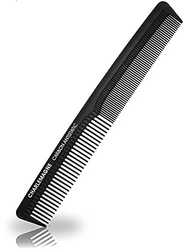Charlemagne Herren Bruchsicherer Carbon Haarkamm (18 cm) - Antistatischer Feinkamm zum Schneiden und Stylen, für Männer und Frauen - Styling Tools & Appliances - Schuppenkamm - Kopfhaut Kamm