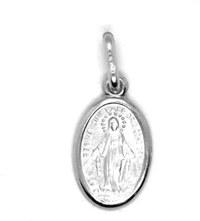 Medaillon, Marine, Madonna, Weißgold 750, 18 K, 1,5 cm, massiv, hergestellt in Italien