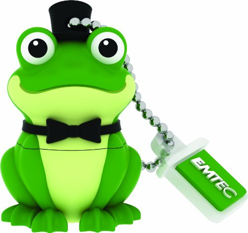 Emtec ECMMD16GM339 USB-Stick 2.0 Lizenzserie Animalitos 16 GB Crooner Frog Figur Material Gummi weich, schwarz