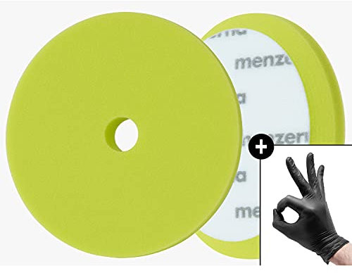 detailmate Set - Menzerna Premium Polierpad Soft Cut Foam - 150 mm - weicher Polierschwamm - grün + 1 Nitril - Schutzhandschuh