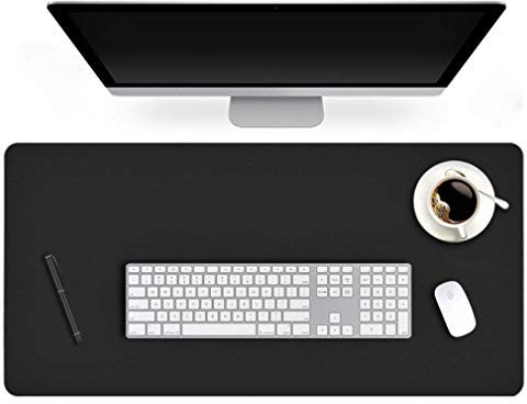 24 X 60 Inch XL Desk Mat Desktop Protector Non-Slip PU Leather Desk Pad Blotter Laptop Computer Gaming Keyboard Mouse Pad Writing Mat Desk Cover for Women Men Kids Girls Rctangular Waterproof Black