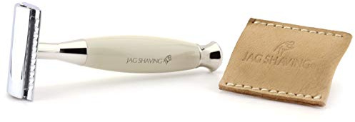 Jag Shaving Herrenrasierer Double Edge Perfekte Reinigung Passend für alle Double Edge Rasierklingen Rasiermesser Rasiermesser mit Lederetui