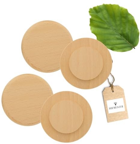 4x HOFMEISTER® Abdeckung für Maß-Krüge & Weizengläser bis 8,4 cm Ø, Anti-Wespen-Deckel aus Holz, Schutz vor Insekten-Stichen und Schmutz im Bier-Garten, 10 cm Ø