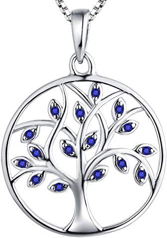 YL Collier Arbre de Vie femme argent 925 spinelle bleu arbre généalogique Pendentif collier pour femme