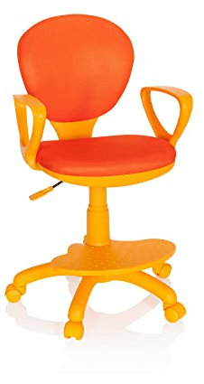 hjh OFFICE 671008 Kinderdrehstuhl Kid Colour Stoff Orange Schreibtischstuhl Kinder, Fußablage & Sitzfläche höhenverstellbar