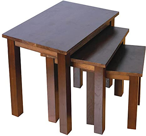 Rongyuan Lot de 3 petites tables gigognes en chêne massif et noyer pour salon