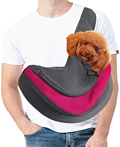 Tragetuch Klein Hund Tragetasche Welpen Umhängetasche Haustier Transporttasche mit Verstellbarer Schultergurt Hundetragebeutel Mesh Hundetrage Outdoor Katzentrage Kleintiere Hundetragetuch Reise
