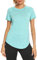 Wayleb Funktionsshirt Damen Kurzarm Rundhals Sport T-Shirt Oberteile Frauen Sportshirt Leichtes Atmungsaktiv Laufshirt Fitness Gym Yoga Longshirt Tops, Blau XL