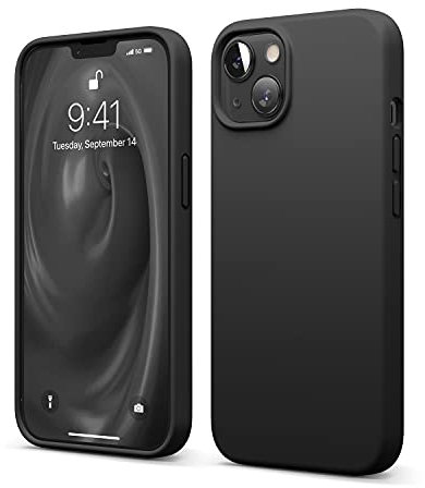 elago Liquid Silicone Case Kompatibel mit iPhone 13 Hülle (6,1), Hochwertiges Silikon, Rundumschutz Handyhülle : 3-Layer Struktur Schutzhülle, Kratzfestes Weiches Mikrofaserfutter (Schwarz)