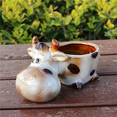 Miniatur Ornamente Kuh Miniatur Blumentopf Dekoration Keramik Kuh Saftig Blumentopf Neuheit Handwerk Geeignet Für Zimmer, Balkon Und Garten
