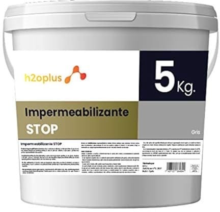 H2OPLUS Peinture d'étanchéité Imperméabilisante STOP GRIS 5 kg (4,15 L) · Peinture anti humidité · Produit 100% NATUREL à base d'eau, SANS ODEUR aux solvants chimiques