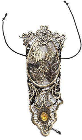 FOLODA Handschuhe, Frauen Braut Vintage Retro Flapper Kleid Handschuhe Ausgehöhlt Bestickte Spitze Fingerloses Armband Criss Cross Lace Up Steampunk Schmuck Armband