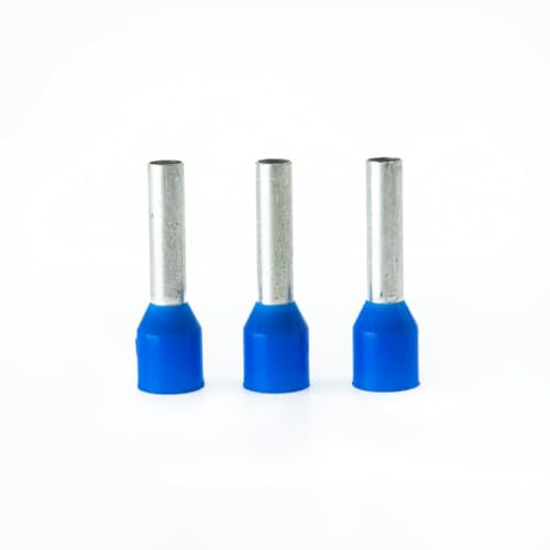ERKO Aderendhülsen Aderquerschnitt 2,5mm2 Länge 18mm 100 Stück professionelle Kabelschuhe aus galvanisch verzinktem Kupfer mit Polyamidisolierung, Kabel Steckverbinder für Elektriker