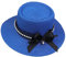 JK Home Panama Eté Femme Chapeau de Soleil avec Nœud de Papillon Capeline Large Bord pour Plage Mariage Camping Bleu Royal