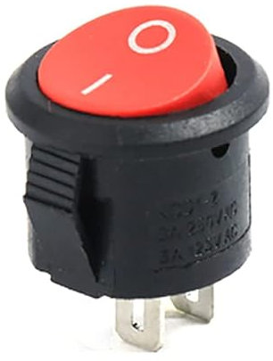 AUTOZOCO Interruptor Redondo Basculante De 2 Vias ON/OFF 6A - interruptor auxiliar - controlador eléctrico vehículo - interruptor para botoneras | Rojo