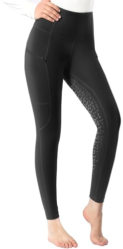 Harrison Howard Women's Full Seat Silicon Grip Equestrian Breeches Horse Riding Tights High Waisted Leggings for Women Classic Black Small