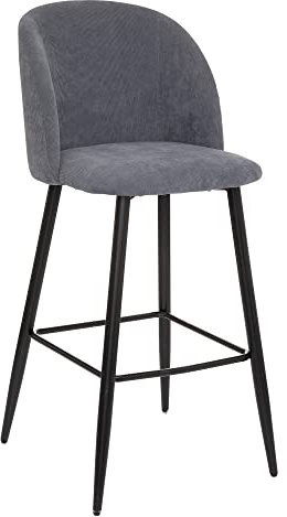 Barstuhl Céleste grau, Cord, schwarze Metallbeine