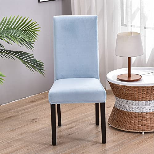 Morbuy Einfarbig Stuhlhussen Set Stretch Stuhlbezug für Esszimmerstühle, Samt Velvet Waschbarer Stuhlhussen Schwingstühle Stuhlüberzug für Haus Hotel Hochzeit Partys (10er Set,Hellblau)