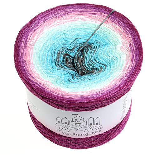 Farbverlaufsgarn Bobbel Wolle Größe wählbar Strickwolle Häkeln … (Beerenstark - Brombeere außen, 400g/1520m - 4Fach)