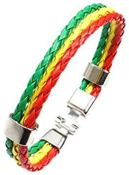 WSZJLN Herren Damen Spanien Deutschland Frankreich Italien Argentinien Nationalflagge PU Leder Armbänder Buntes Paar Armband Handarbeit Schmuck Geschenk - Ghana