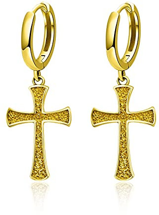 Gold Kreuz Ohrringe 925 Sterling Silber Kreuz Huggie Hoop Gold plattierte Kreuz Ohrringe Kreuz Schmuck für Männer Frauen